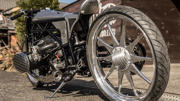 Perspective with rear wheel and rear section in focus from below