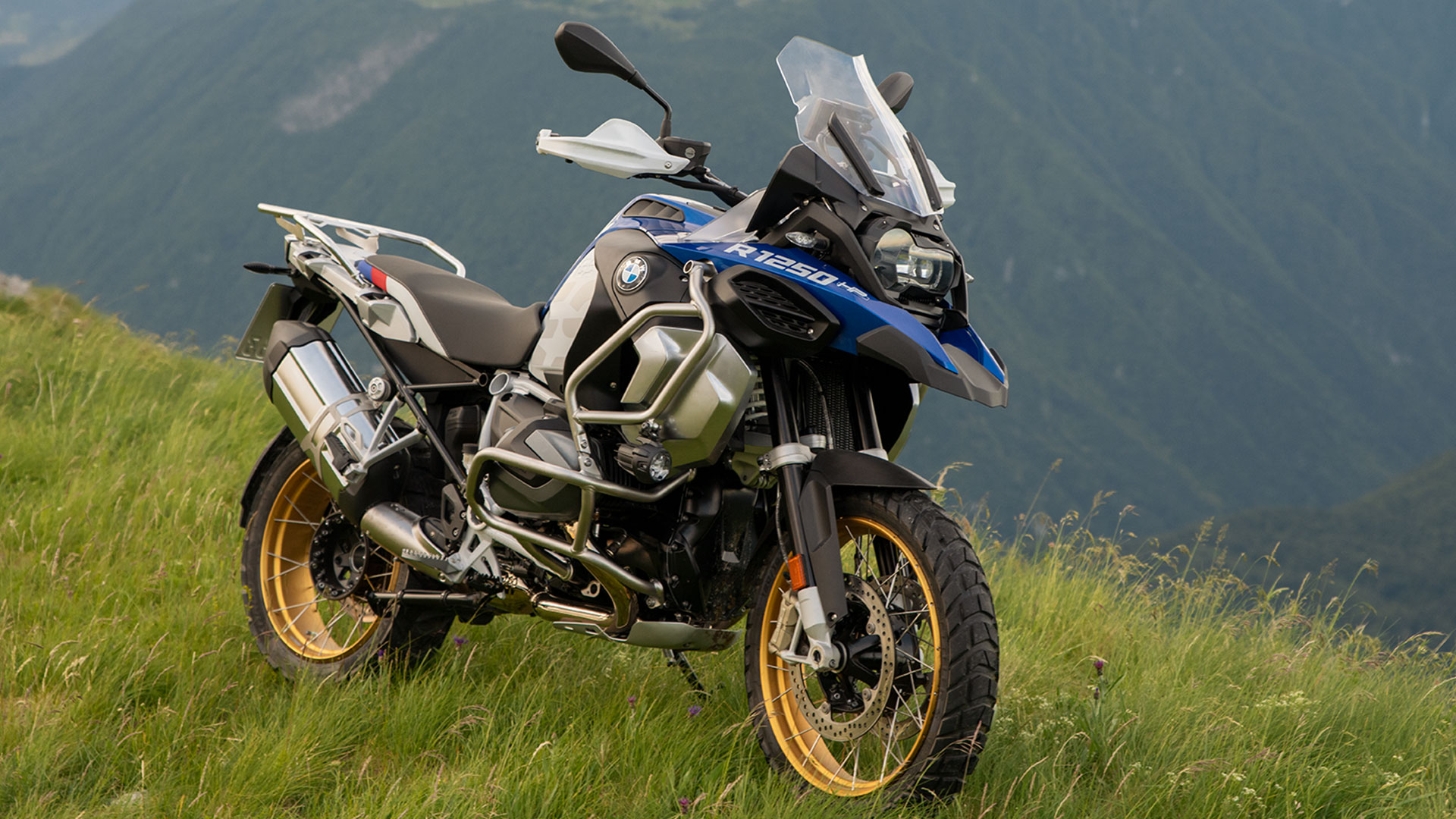 BMW R 1250 GS Adventure in front of a mountain backdrop