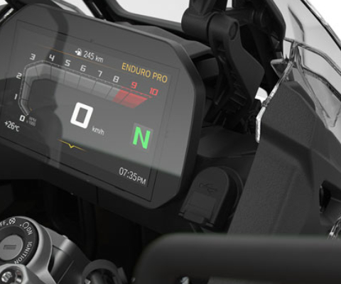 The LED headlight of the new BMW F 850 GS Adventure
