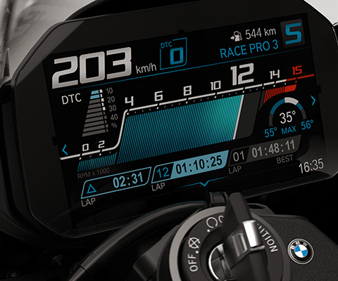 Detail view of the BMW RR headlights