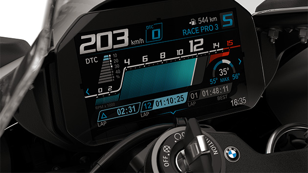 Detail view of the BMW RR headlights